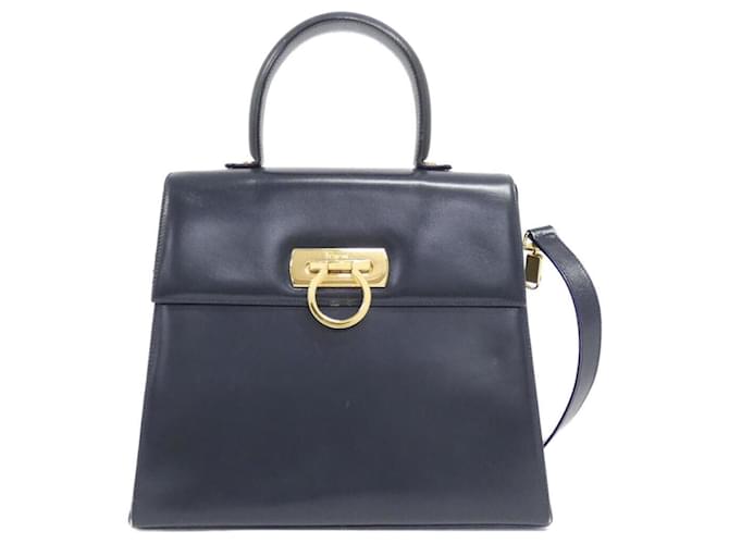 Borsa in pelle blu navy Salvatore Ferragamo
