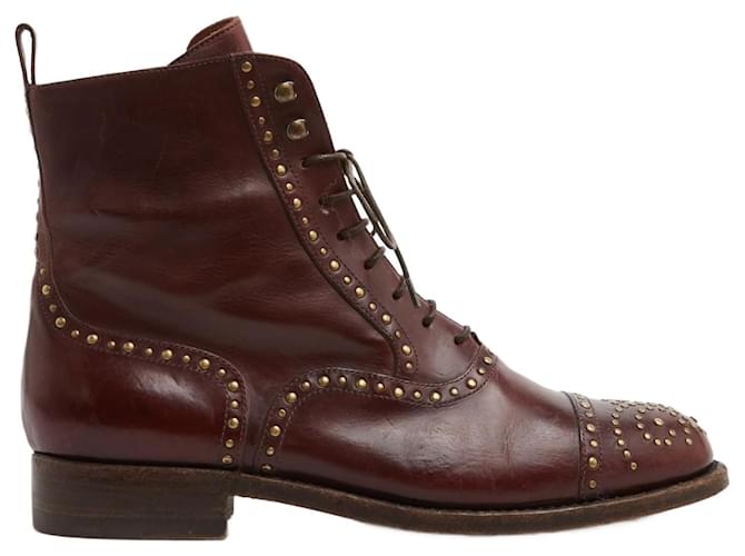 Stivaletti Sartore EU38 in pelle bordeaux e lacci di lumaca, stivaletti UK5 US7.5 Bordò