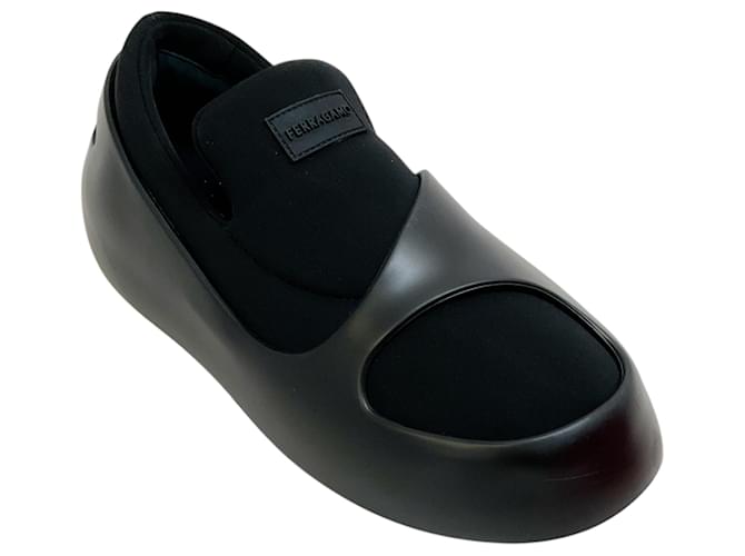 Salvatore Ferragamo Mocassini Lunar Slip On in neoprene / gomma nera Ferragamo Nero