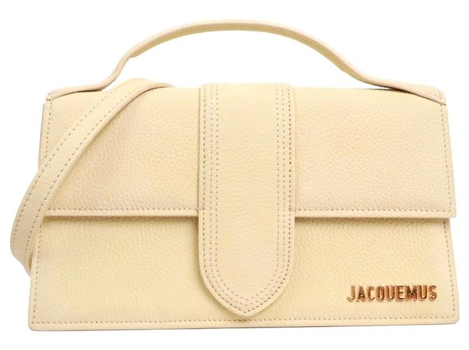 JACQUEMUS - Borsa a spalla Jacquemus Le Grand Bambino in pelle grana gialla pastello Giallo