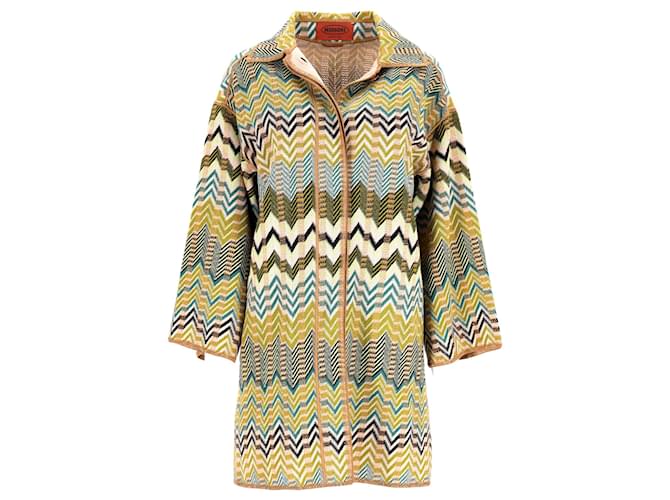 Cappotto con bottone sicuro Missoni Chevron in lana multicolore