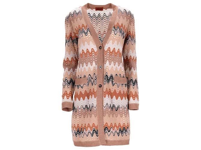 Cardigan lungo con bottoni Zigzag Missoni in viscosa multicolore