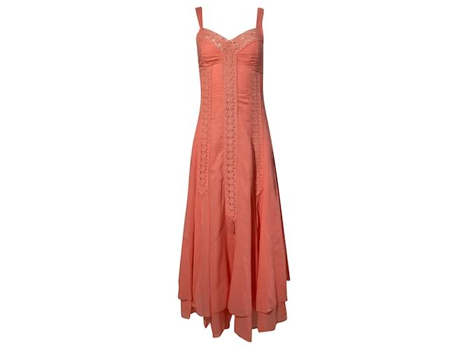 Autre Marque Abito lungo V-Neck Charo Ruiz in cotone corallo Arancione