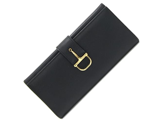 Céline Portafoglio lungo pieghevole Celine in pelle nera Nero