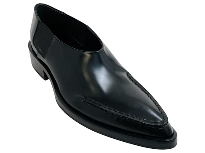 Mocassini piatti in pelle nera con punta affusolata Jil Sander Nero