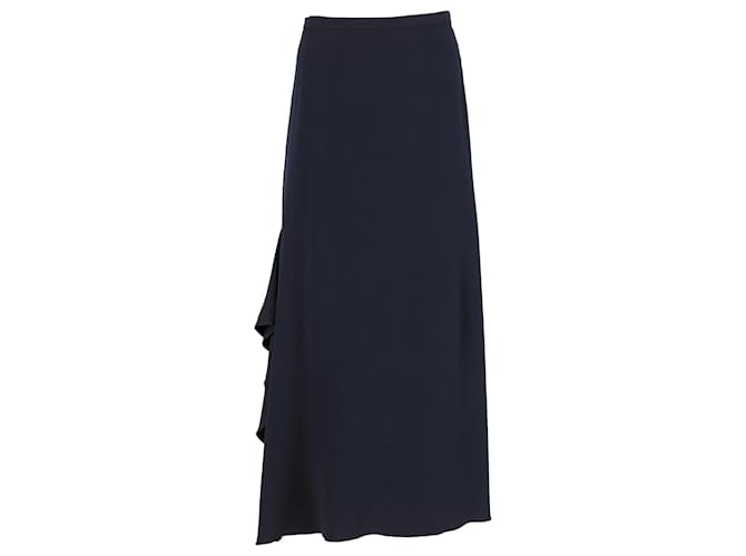 Gonna maxi a balze Max Mara in lana blu navy