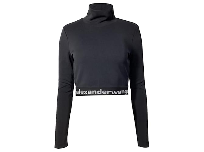 Alexander Wang.T Maglietta a maniche lunghe con logo in nylon nero