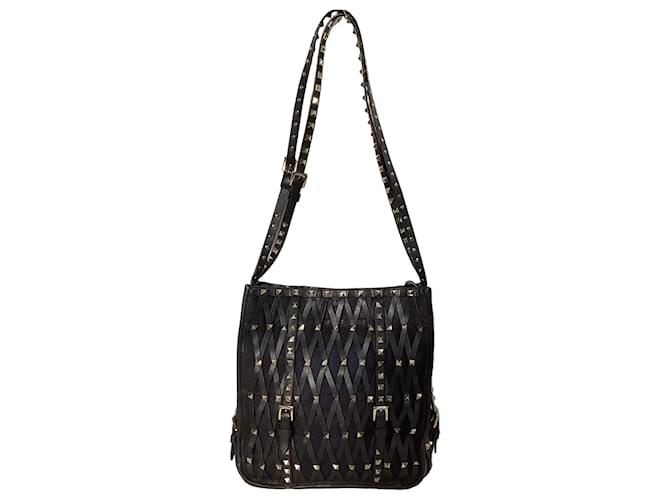 Valentino Garavani Tote Shopper in Rete Rockstud Valentino in Pelle Nera Nero