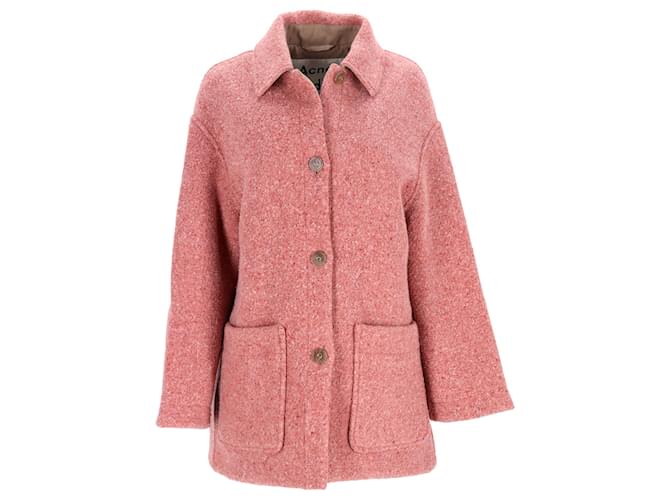 Cappotto peacoat a un bottone con tasche in lana rosa di Acne Studios Marrone
