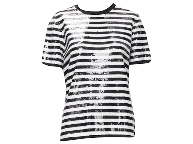 Top boxy in lana merino con paillettes a righe Michael Kors Nero