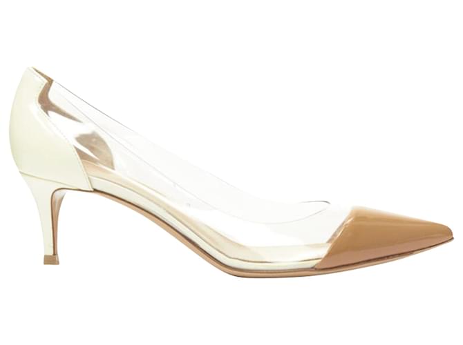 Gianvito Rossi Plexi Vernice PVC punta con tacco Marrone Beige