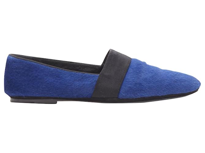 Céline Ballerine slip-on in grosgrain con pelo di pony di Celine Phoebe Philo Blu