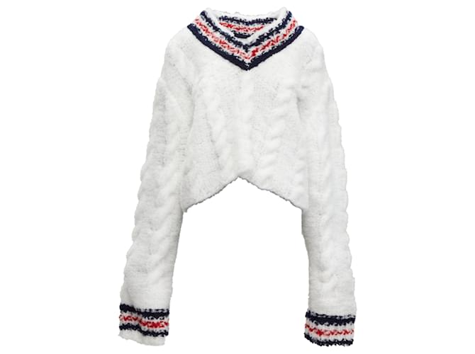 Thom Browne Maglione varsity oversize lavorato a mano Thom E Bianco