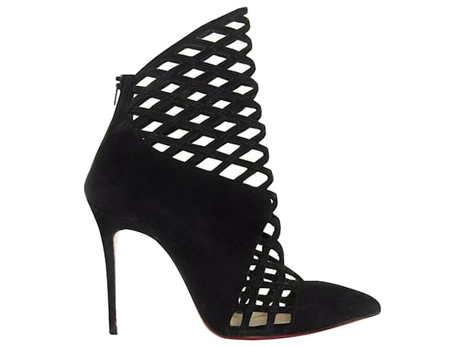 Stivaletto in suede e rete con ritagli Mrs Bouglione di Christian Louboutin Nero