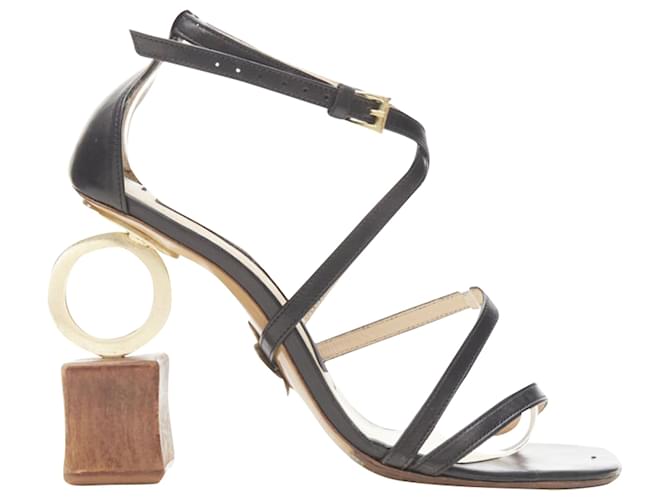 Anello in legno architettonico Jacquemus con tacco a strappo Nero