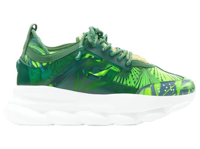 Sneaker con suola chunky stampa giungla Versace Chain Reaction Verde