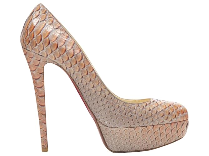 Décolleté in pelle squamata Bianca di Christian Louboutin Arancione