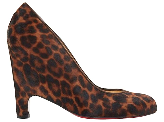 Tacco demi in pelle di vitello leopardato Morphing di Christian Louboutin Marrone