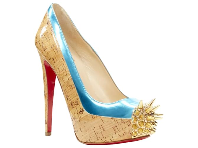Piattaforma con punte in sughero e strass Christian Louboutin Marrone