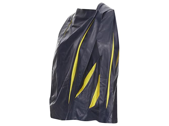 Top plissettato in pelle Balenciaga Ghesquière Blu Blu navy