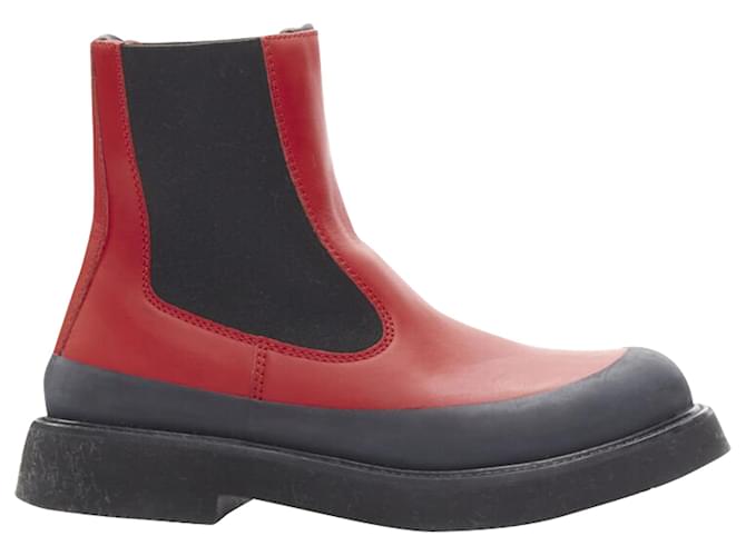 Céline Stivale alla caviglia chunky in pelle e gomma di Celine Phoebe Philo Rosso