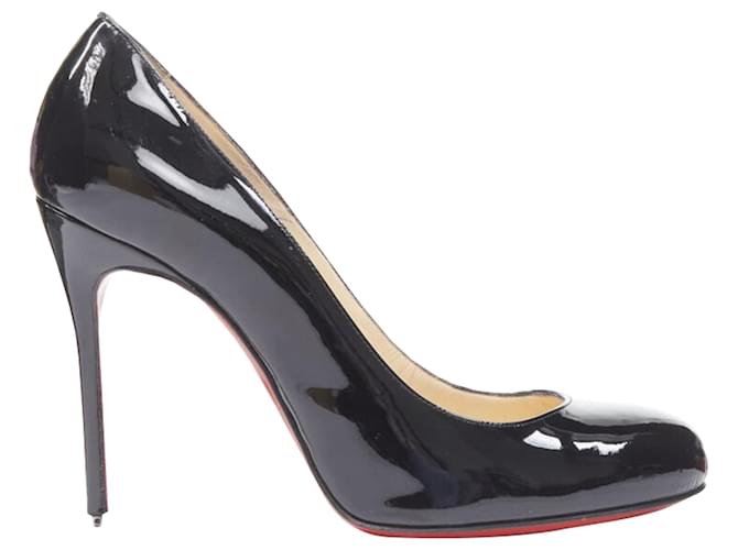 Décolleté stiletto a punta rotonda in vernice Christian Louboutin Fifille Nero