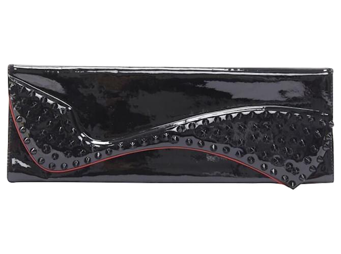 Borsa clutch in vernice con borchie silhouette Pigalle di Christian Louboutin Nero
