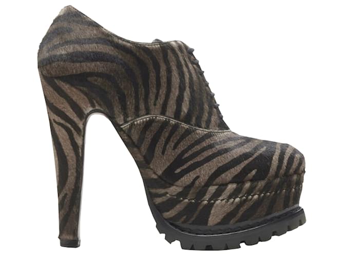 Alaïa Stivaletto in pelle con stampa zebra Alaia Marrone