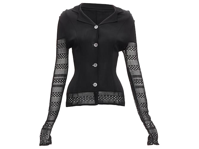 Cardigan a maniche in crochet aperto John Galliano Nero