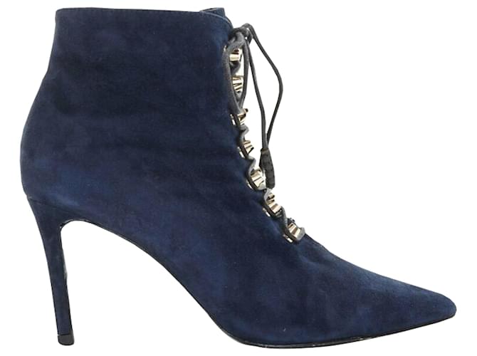 Stivaletto in suede con borchie e punta affusolata Balenciaga Blu