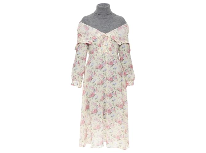 Abito in lana con collo alto floreale Junya Watanabe CDG Grigio