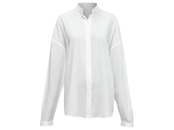 Camicia fluida oversize con colletto bishop in cotone Haider Ackermann Bianco