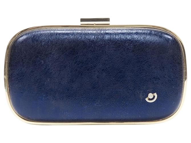 Clutch box in pelle metallica Marano di Anya Hindmarch Blu