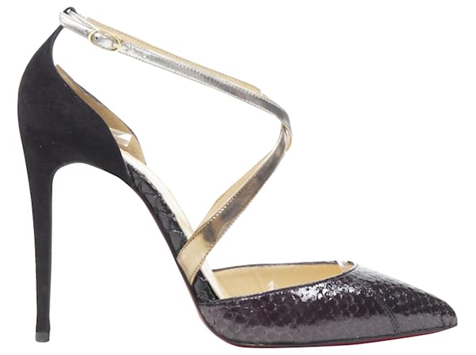 Décolleté con cinturino incrociato metallico Christian Louboutin Nero