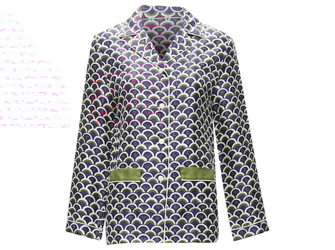 Valentino Garavani Camicia da pigiama in seta con stampa logo Scale di Valentino Rosso