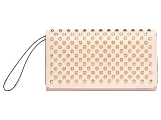 Clutch portafoglio con borchie Macaron di Christian Louboutin Rosa