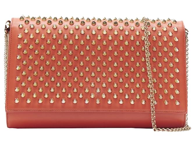 Borsa a spalla con catena Paloma spike stud di Christian Louboutin Rosso