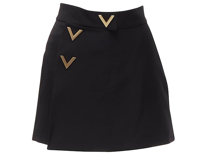 Mini gonna con bottoni in metallo Valentino Garavani Nero