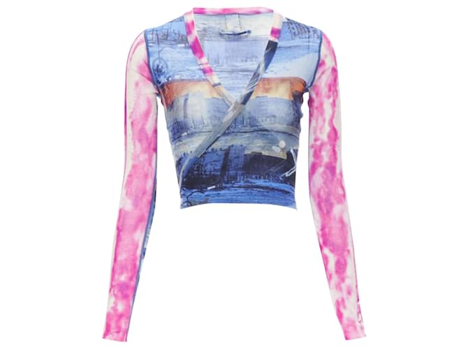 Top trasparente avvolgente Jean Paul Gaultier Soleil Blu