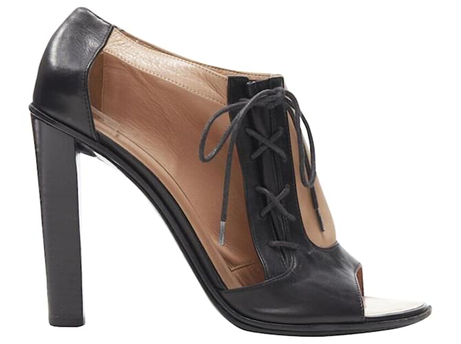 Edge Céline Stivaletto in pelle con punta aperta Celine Phoebe Philo con lacci Nero