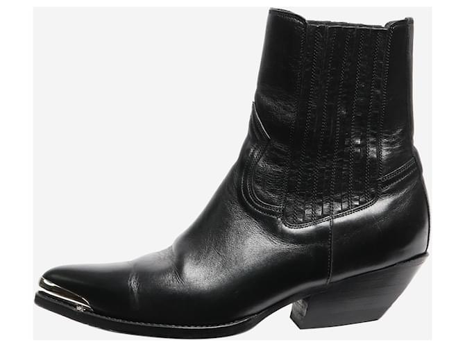 Céline Stivali western in pelle nera alla caviglia - taglia EU 36 Nero