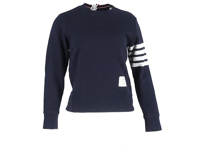 Maglione a righe quattro barre Thom Browne in cotone blu navy