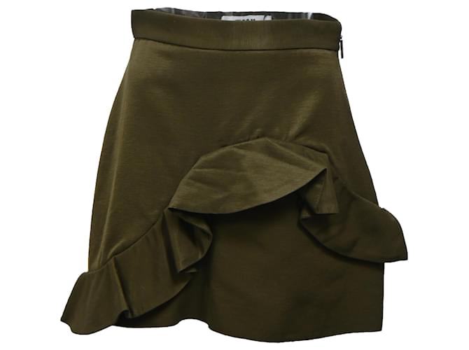 Gonna mini in cotone verde con volant MSGM Verde oliva