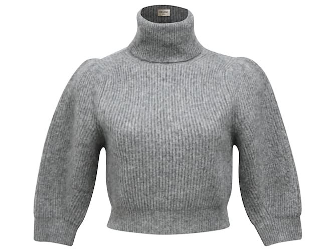 Céline Maglione a collo alto corto Celine 2022 in cashmere grigio