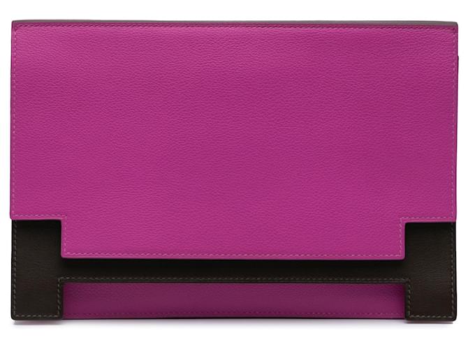 Trim Clutch Multiplis Evercolor Evergrain Rosa Hermès Marrone scuro