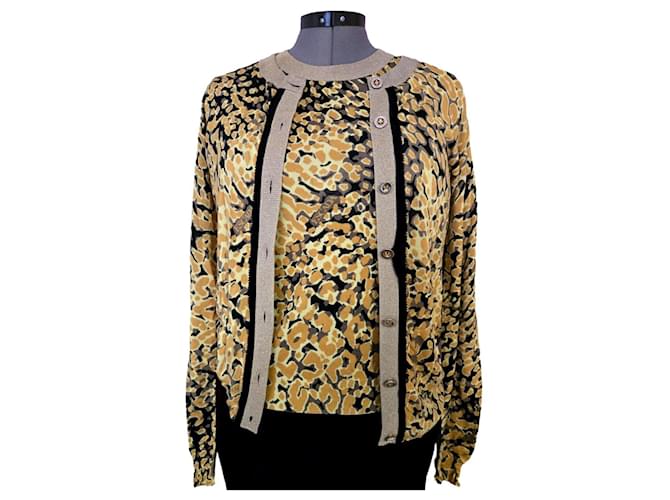 Escada Maglioni di lana Nero D'oro Giallo Senape