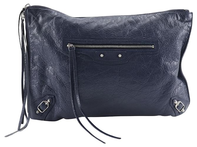 Clutch in pelle navy Balenciaga Blu navy