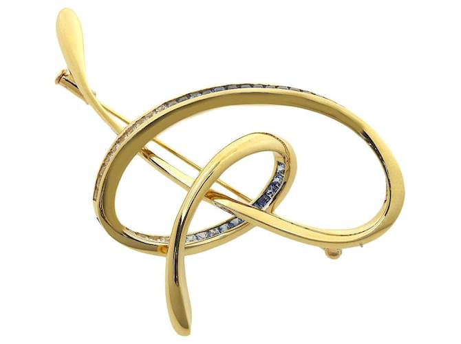 & Other Stories Spilla Gradient Jeunet K18YG Zaffiro Blu D'oro