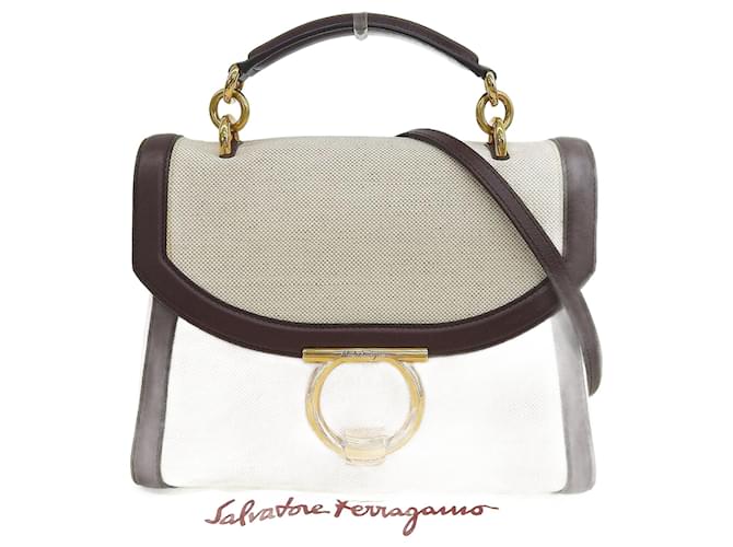 Borsa a mano 2WAY Salvatore Ferragamo Marrone Beige