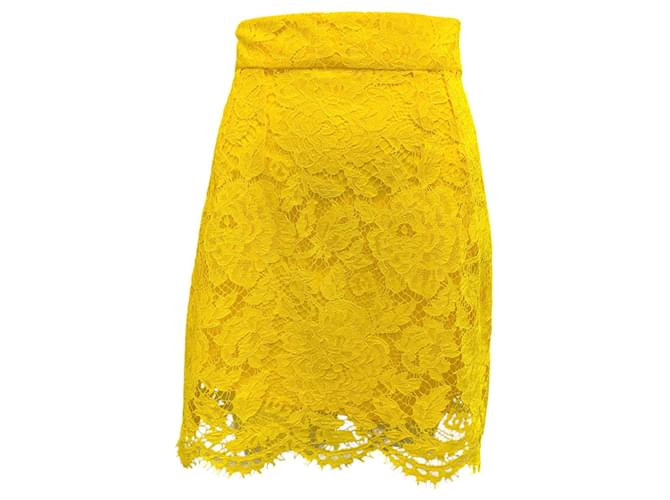 Gonna mini in pizzo giallo Dolce & Gabbana
